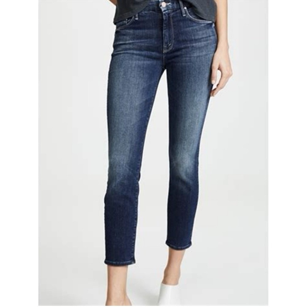 MOTHER The Looker Crop Mid Rise Slim Jeans Size 26 Dark Wash‎ Stretch Denim